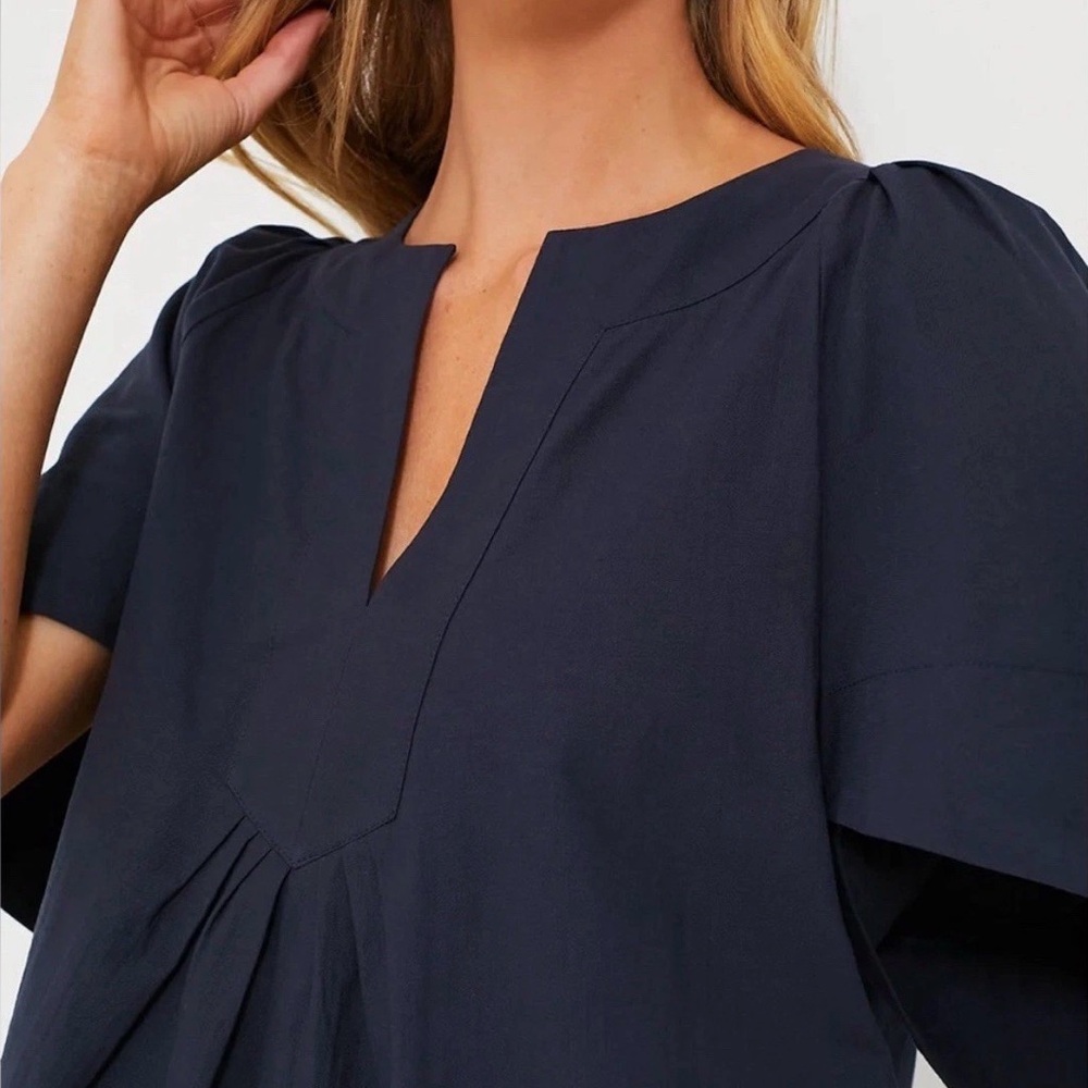 Pomander Place Navy Blue Finley Blouse Flutter Sleeves